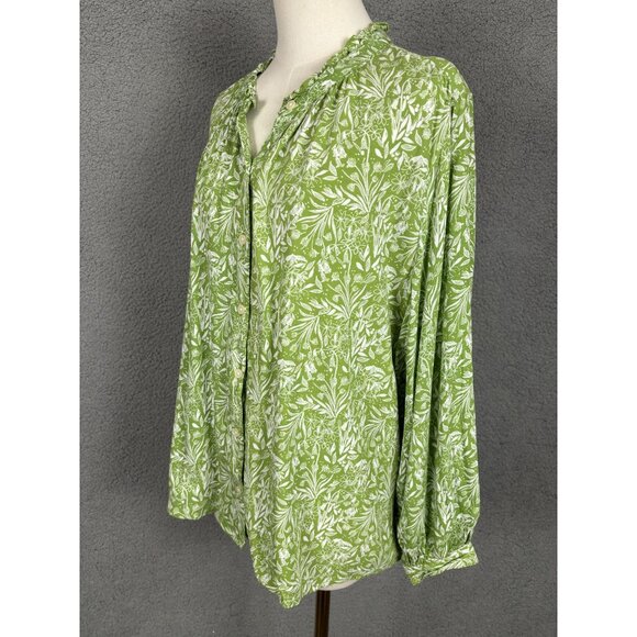 Style & Co Women's Plus Size (2X) Floral Printed Button-Front Blouse Green NWOTs - Picture 4 of 8